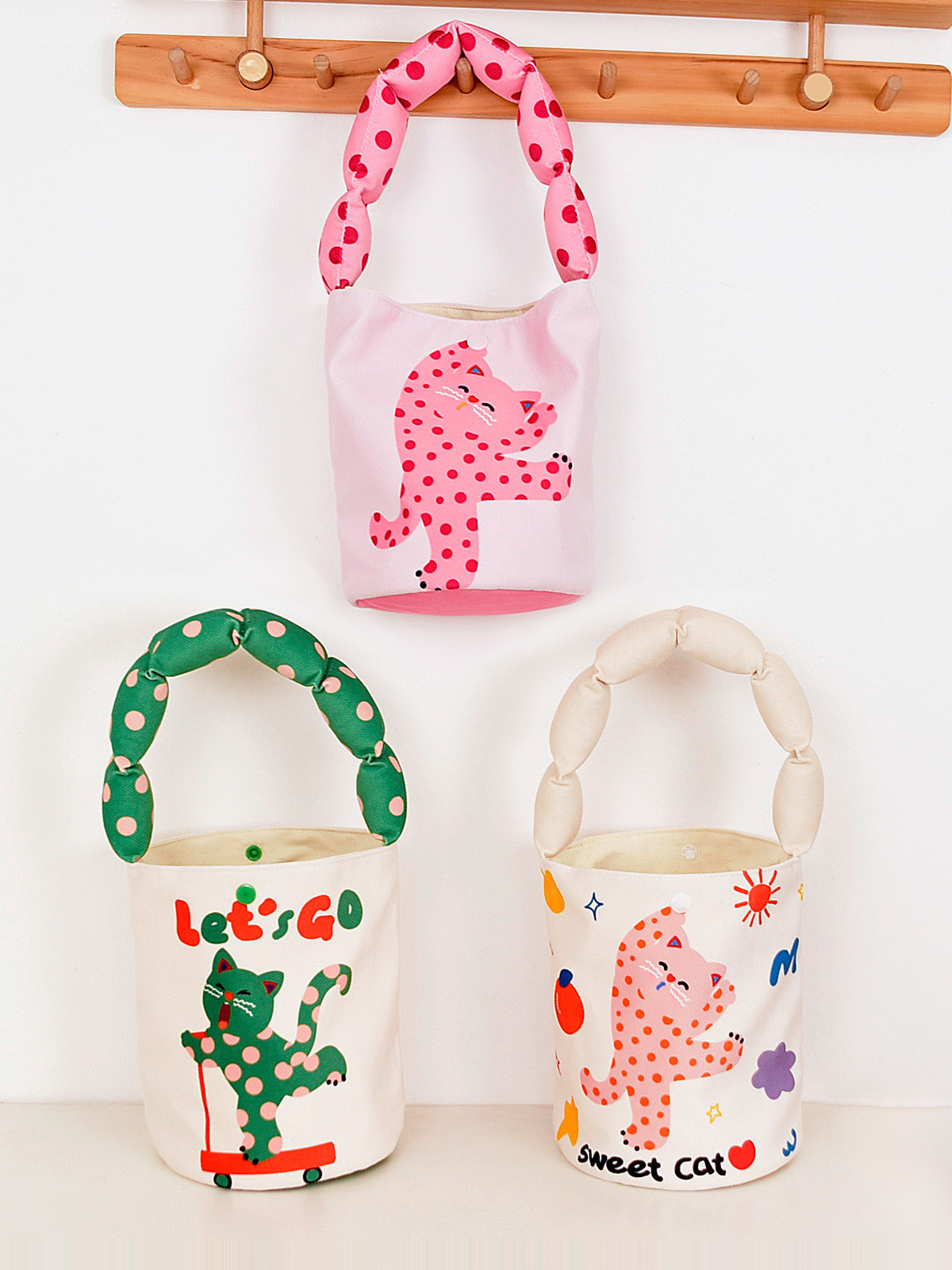 Otoño y invierno lleno de algodón correa de hombro bolsas de cubo de regalo de cumpleaños para niñas bolsas de regalo de jardín de infantes lindas bolsas de almuerzo