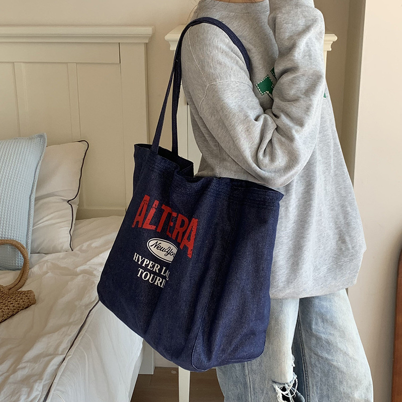 Bolso de hombro nuevo estilo casual versátil bolso denim Terber gran capacidad bolso tote nicho mochila bolso de lona