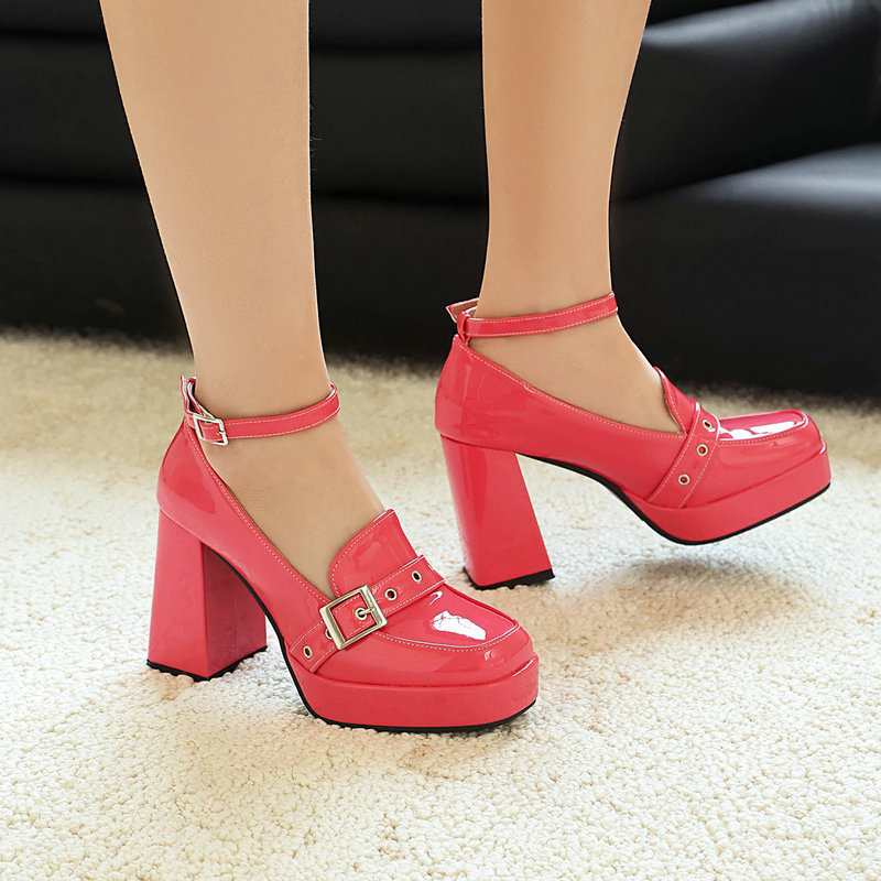 2026 High-Heeled Shoes Patent Leather Chunky Heel Super High Heel Belt Buckle 40-47 Gothic Style Sweet Cool Lolita Shoes 2026 High-Heeled Shoes Patent Leather Chunky Heel Super High Heel Belt Buckle 40-47 Gothic Style Sweet Cool Lolita Shoes