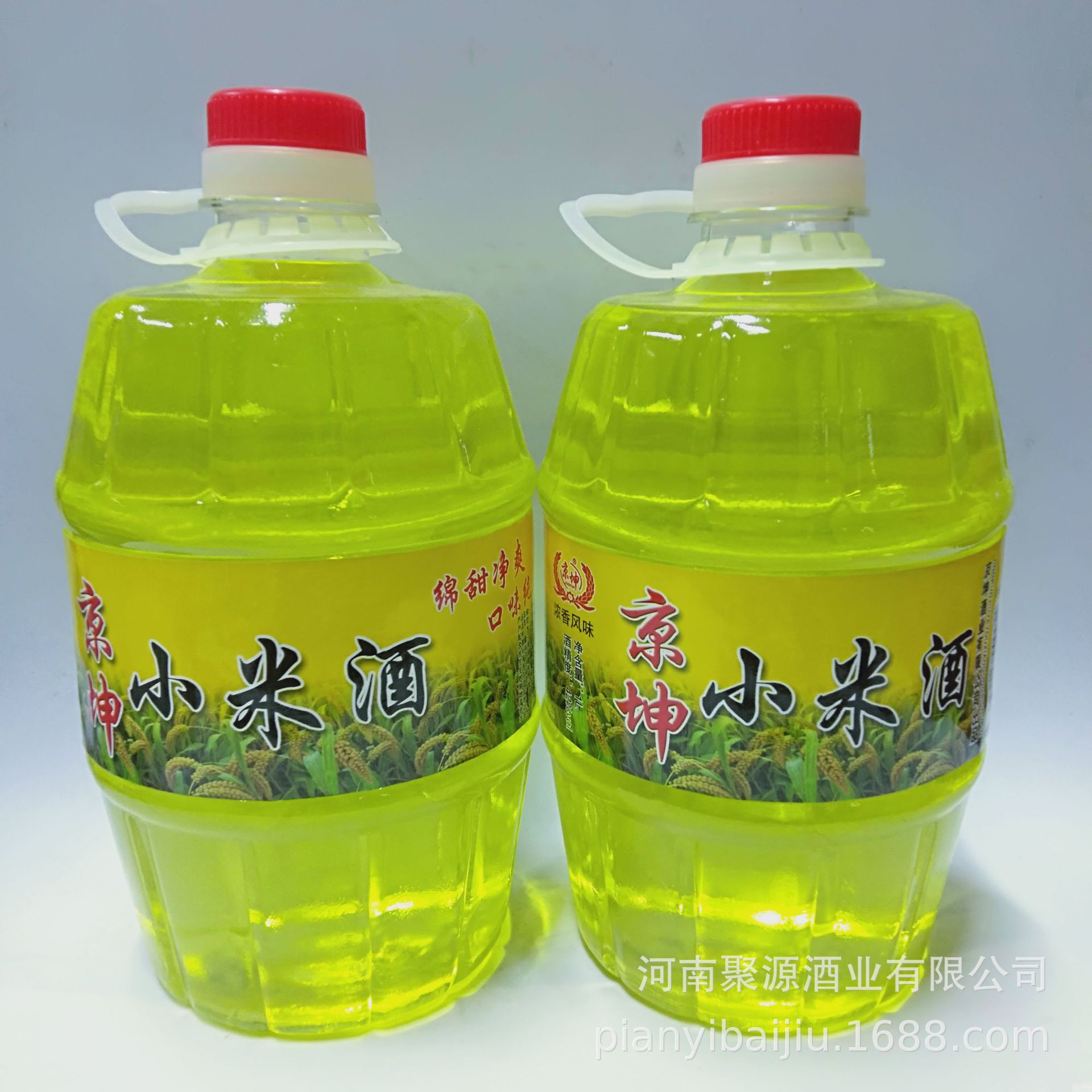 厂家供应2升*6桶京坤小米黄酒35度浓香白酒桶装白酒