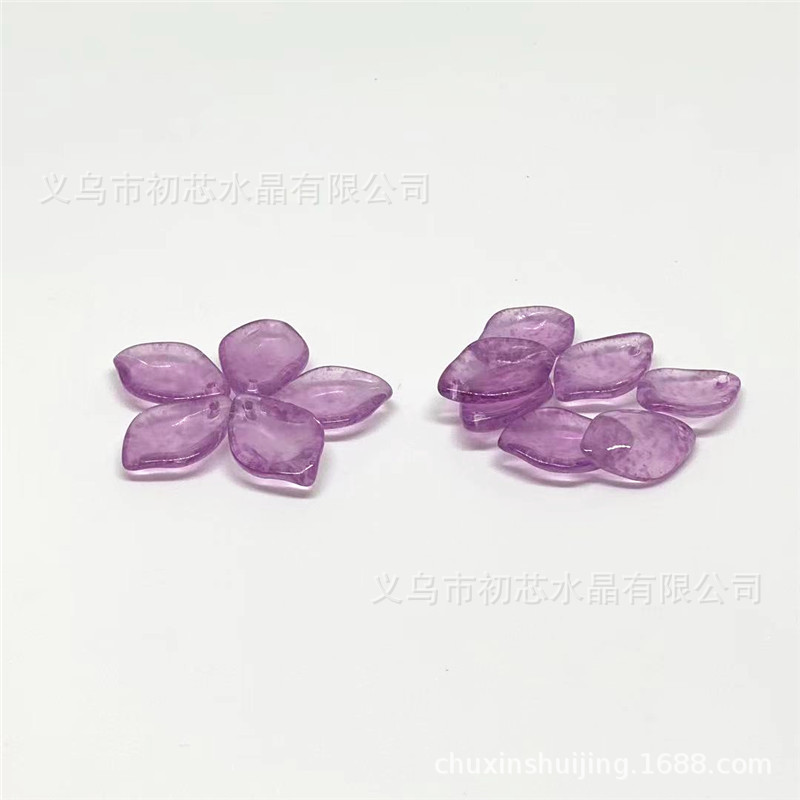 捷克琉璃花瓣仿原石随机絮絮紫水晶琉璃树叶DIY饰品配件古风材料|ms