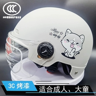 Motosiklet kaskı (dəbilqə) — Seasons Summer cute helmet - 3c-adult-paint-dumb-gray-cat-a-short-transparent-mirror