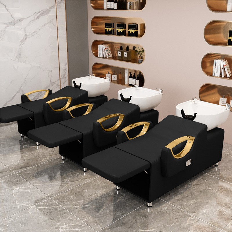Cama de lavado de cabello medio reclinada pie plegable lavabo cama de lavado de cabello salón de teñido de cabello cama de lavado de cabello barbería lavabo cerámica cama de lavado de cabello