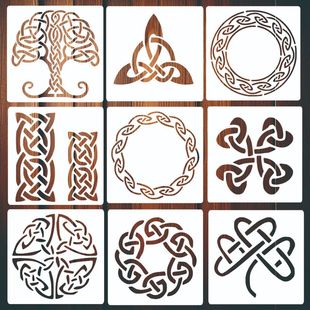 Foreign Trade Kettle Knot Pattern Cut Out Template Irish Special Symbol Painting Template Cross-Border Wall Painting Template