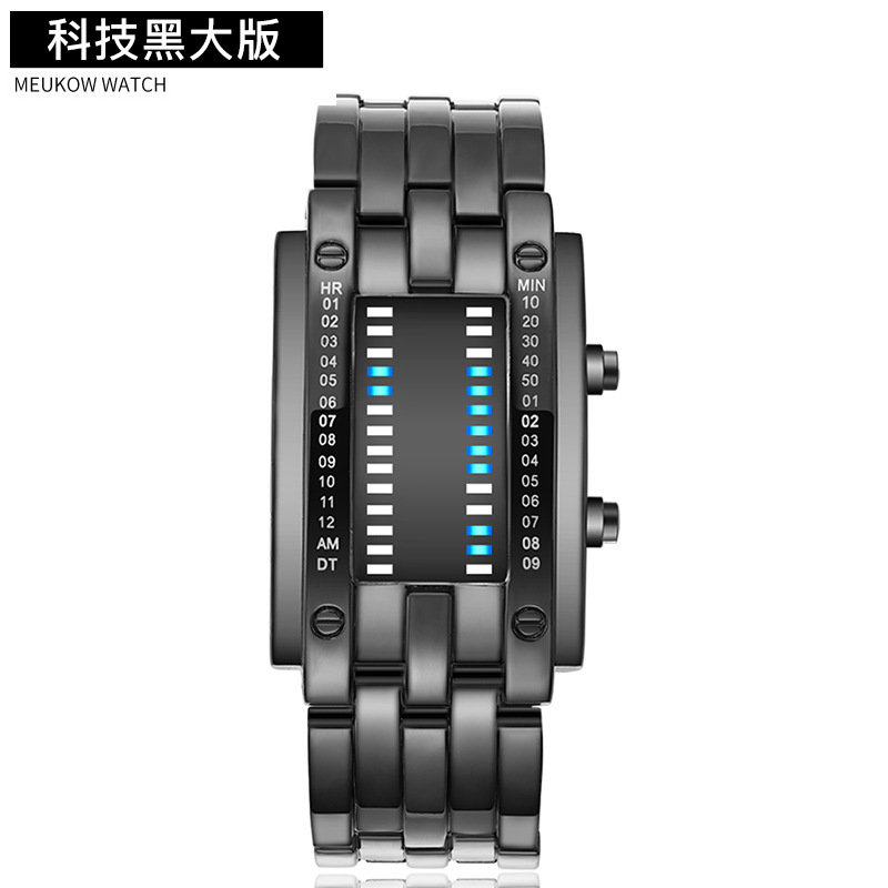 Coreano tendencia LED hombre de hierro de doble línea moda binaria estudiantes pareja personalidad reloj electrónico fábrica en stock