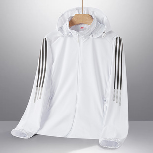 New Outdoor Couple Skin Clothes Hooded UV Protection Women's Sunscreen Striped Sports Fishing Clothes Men's Jacket