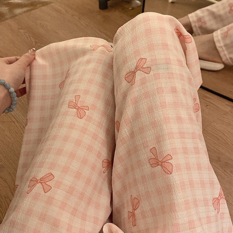Tall Lazy Girl Cartoon Walking God Pants Skin-friendly Cool Breathable Wide Leg Pants Internet Celebrity Explosive Pajama Pants