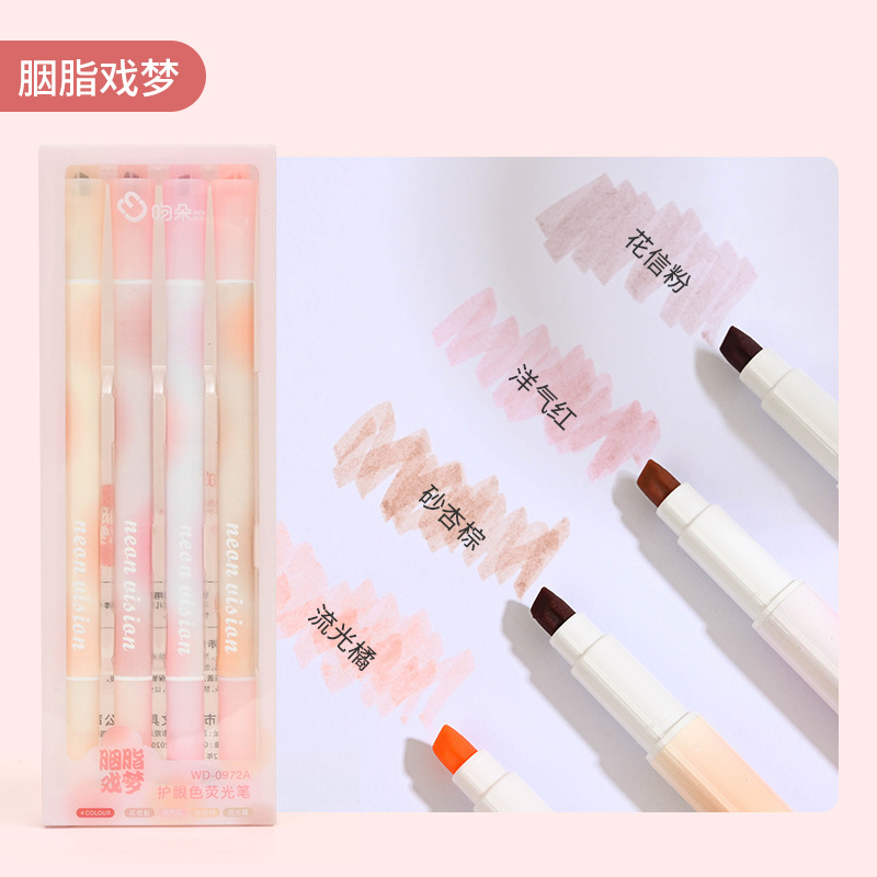 Nuevo de doble cabeza de protección ocular resaltador estudiante de alto aspecto marca pluma gran capacidad marca diario pluma conjunto al por mayor