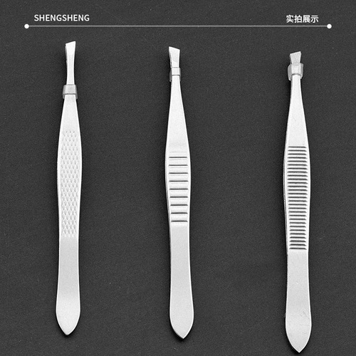 Stainless steel brow tweezers, new model, sloping and flat tips, eyebrow grooming tool, wholesale brow tweezers
