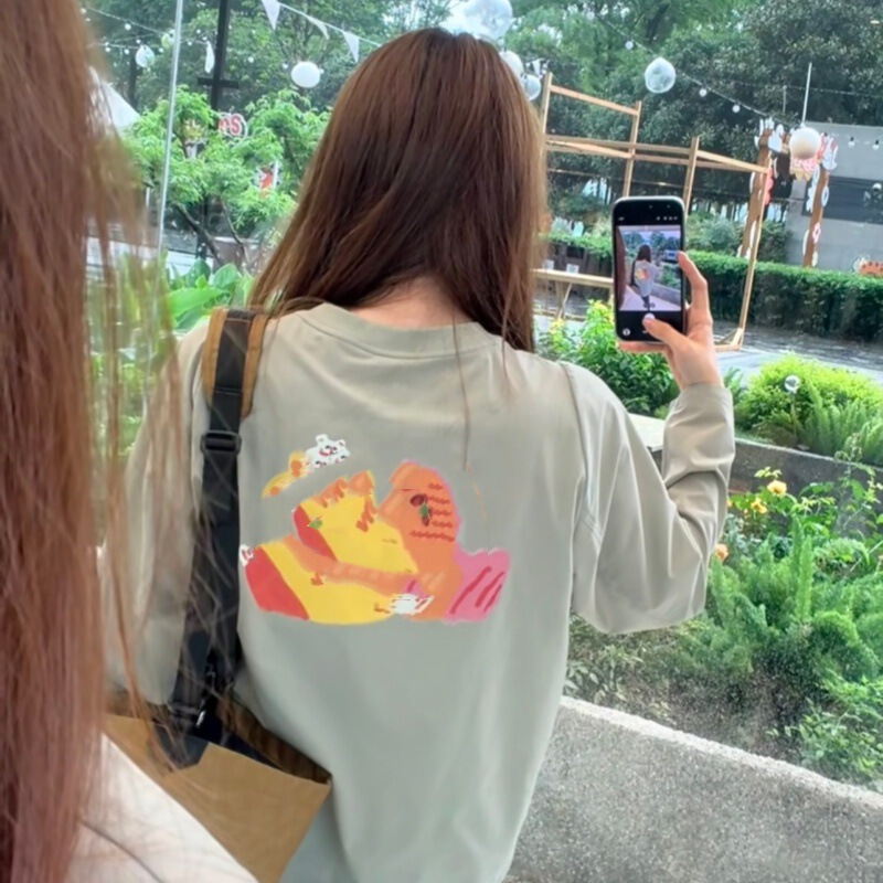 Soranfeng Women's T-Shirt 26 Summer New Round Neck Printed Loose Versatile Casual Graffiti Long Sleeve Top Soranfeng Women's T-Shirt 26 Summer New Round Neck Printed Loose Versatile Casual Graffiti Long Sleeve Top