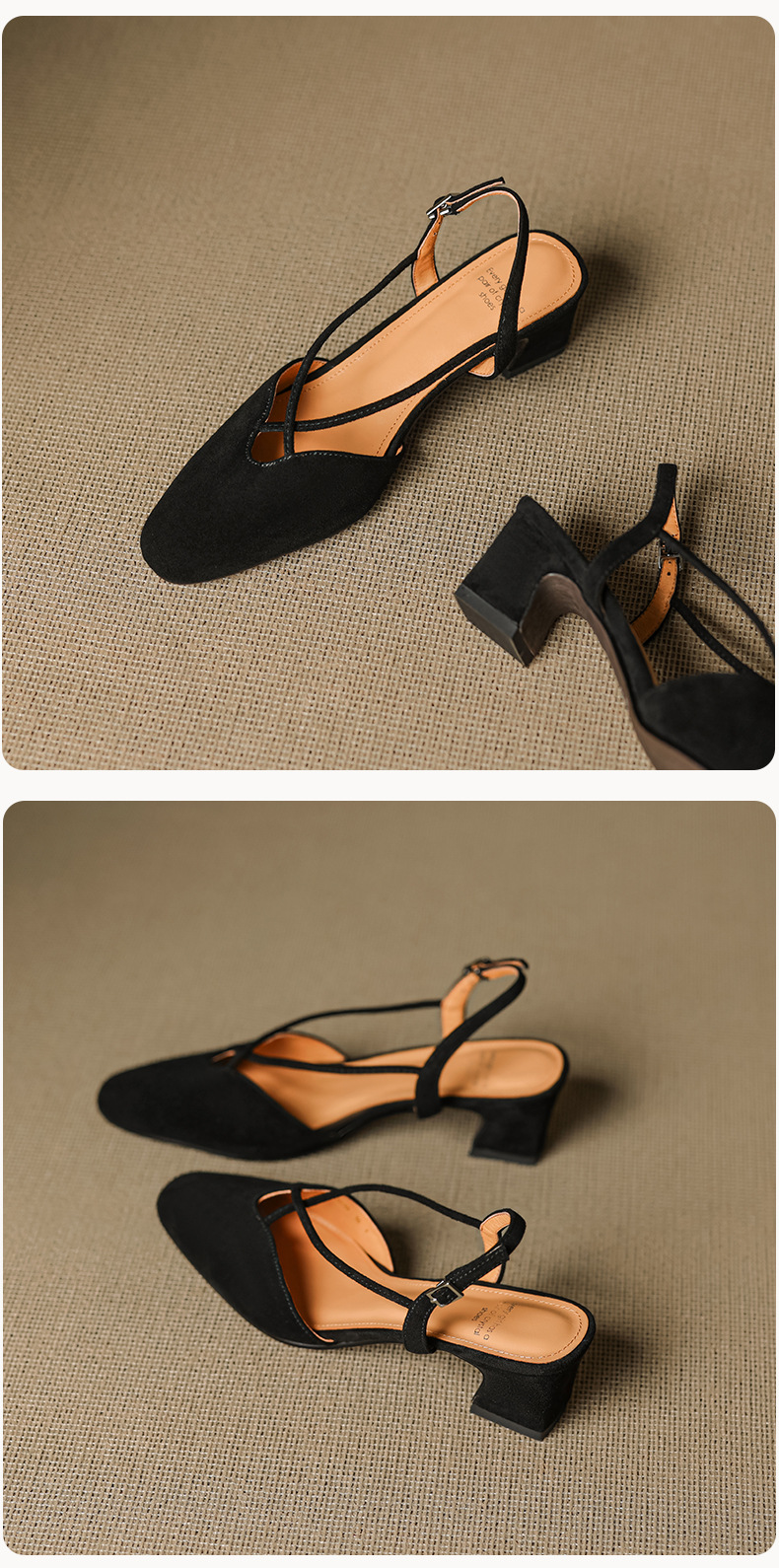 Sandal cao gót nữ mũi kín quai chéo buộc dây phong cách Hàn Quốc — đen chi tiết 23