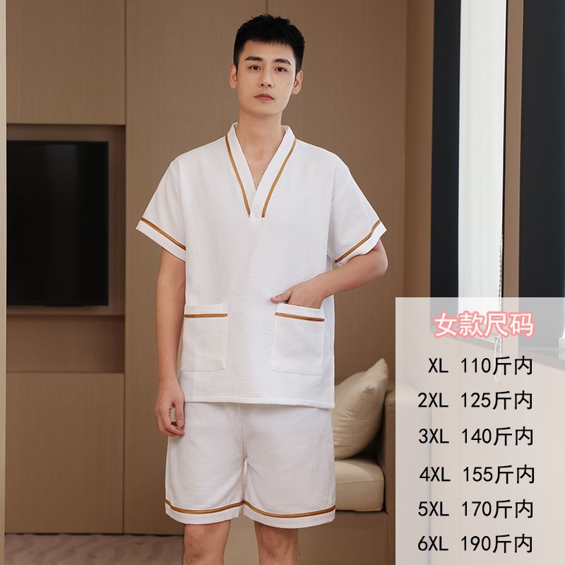 순면 스웨트 셔츠 여성용 와플 패브릭 플러스 플러스 사이즈 남성 두꺼운 마사지 목욕 가운 뷰티 사우나 옷