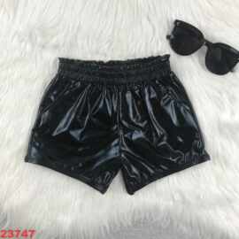 欧美精品店童装外贸批发女孩黑色新款夏季皮短裤