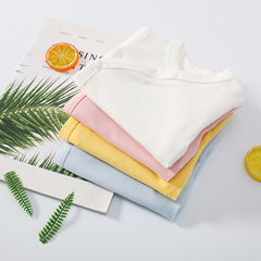 Summer newborn short-sleeved partial-breasted monk suit triangle hoodie O'Dell cotton bag ass double-layer belly protection