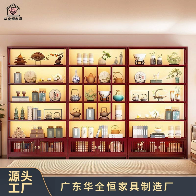 New Chinese-style tea shelf storage tea cabinet tea room ornaments tea tea set storage display cabinet bogus shelf not solid wood