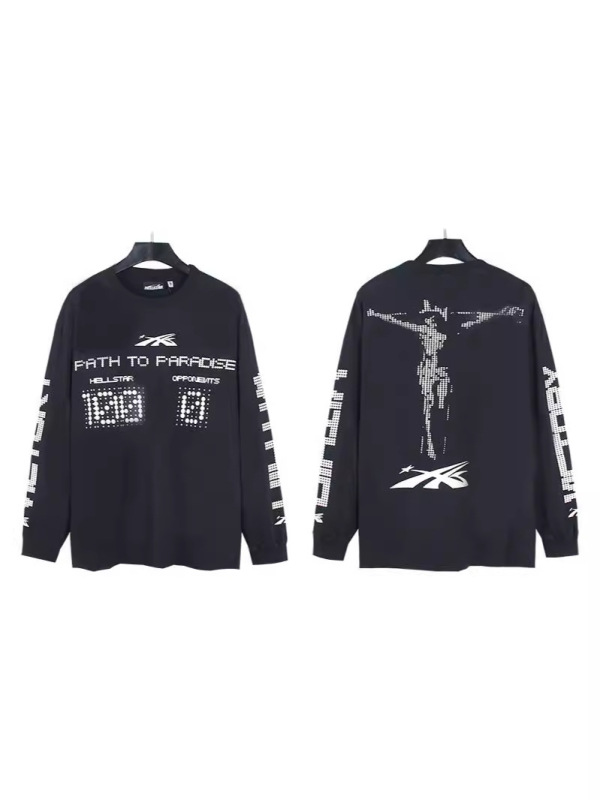 ヘルスターズ アメリカンスタイル 長袖Tシャツ メンズ インス ストリート系ブランド トップス 秋冬 ゆったり カジュアル ポリエステル製 インナー|undefined