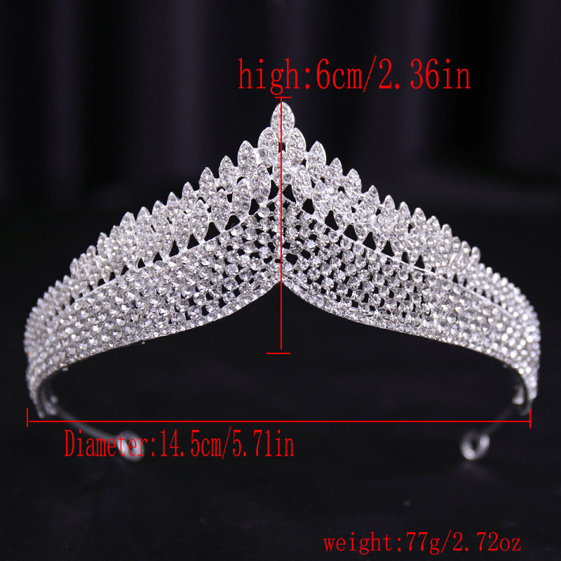 243g Weight Bridal Streetwear Women's Crown Alloy Plating Rhinestones Crown