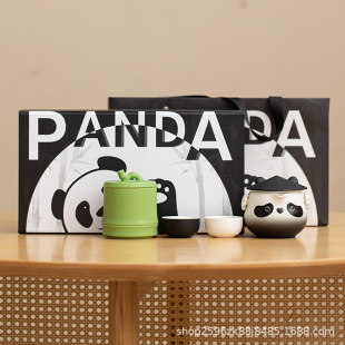 Panda Kung Fu Tea Set Household Large-Capacity Water Kettle Simple Chinese Ceramic Teapot Tea Cup Gift Box Gift Box
