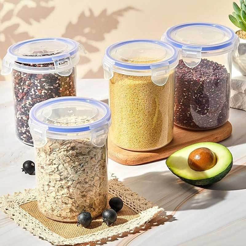 Cross-border plastic round oat cup 500ml moisture-proof coarse cereals sealed jar food grade thick storage jar fresh-keeping box