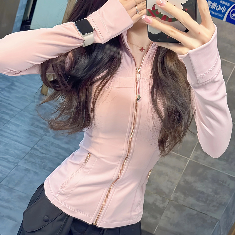 Luludarling el mismo traje de yoga para mujeres de verano nueva chaqueta molida cuello de acondicionamiento físico abrigo solar