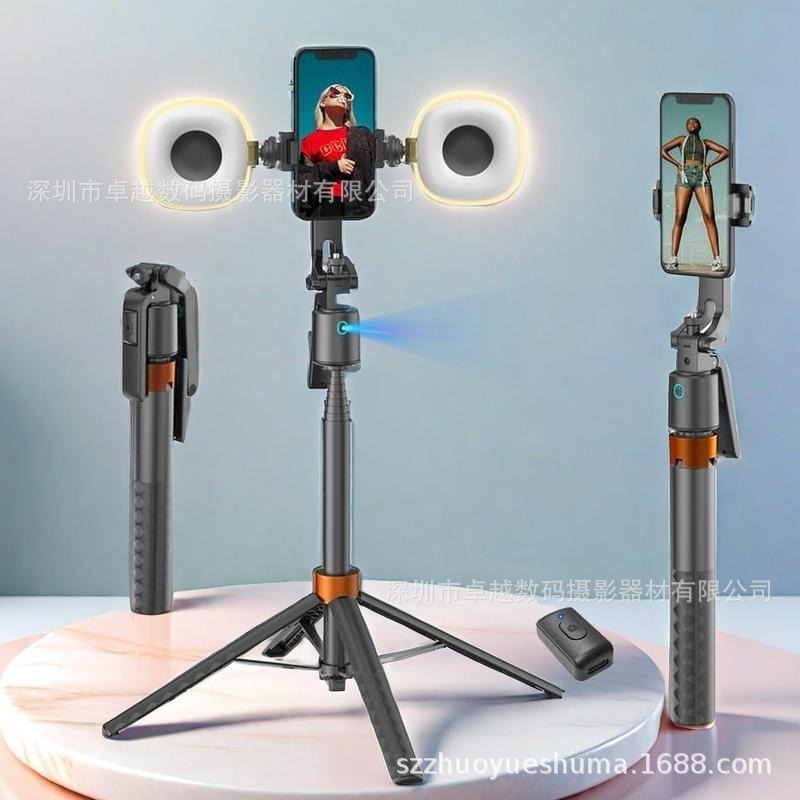 Smart Ai Gimbal Selfie Stick with Face Tracking, 360-Degree Rotation, Portable Telescopic Phone Case Stand, Live Streaming Gimbal