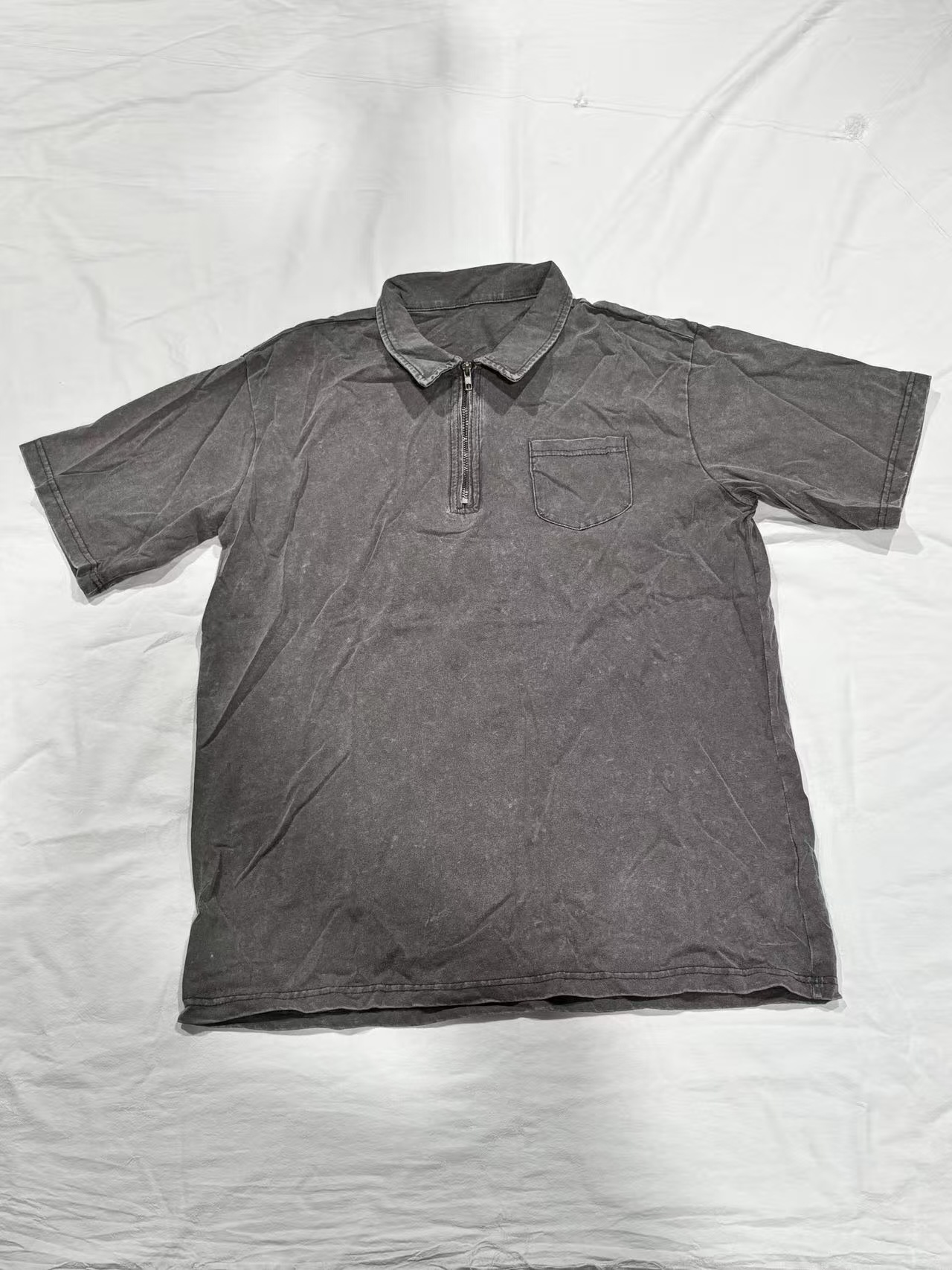 Men's Cotton Short Sleeve Polo Shirt - Classic Button-Down Collar Casual Top For Summer Vintage-Inspired Washed Finish_viptrois.com