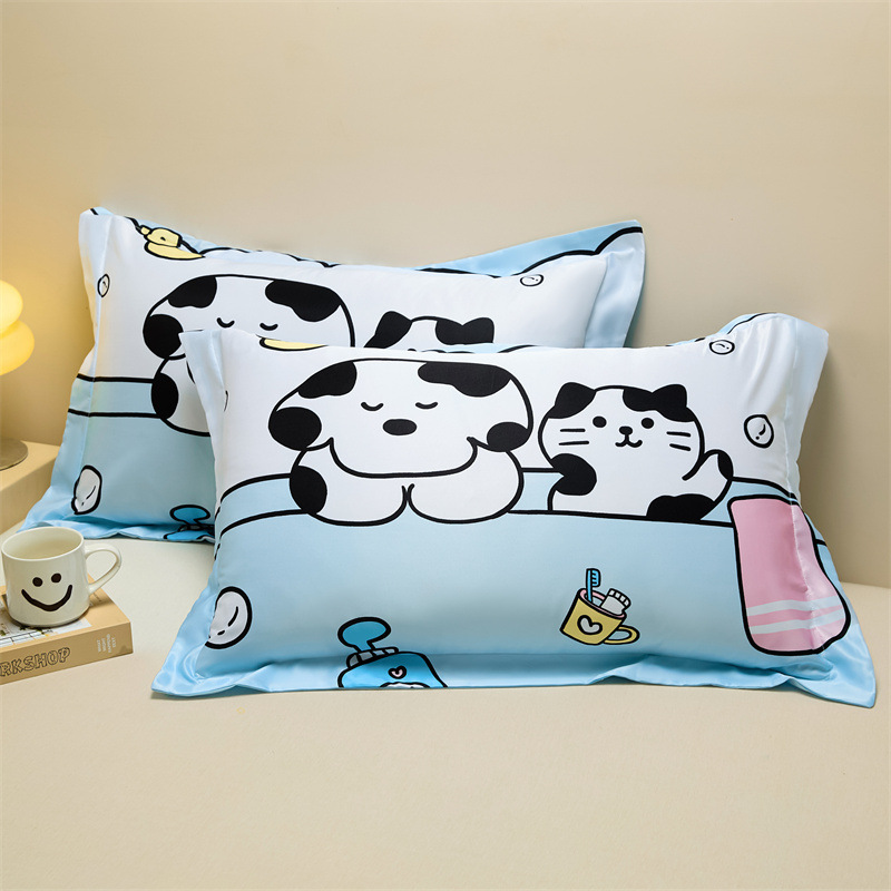 Un par de fundas de almohada de seda de hielo de 48cmx74cm fundas de almohada de seda para el hogar 2025 nuevo juego completo individual premium