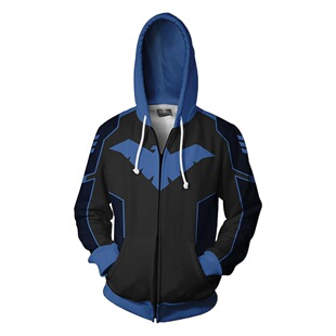 Foreign trade DC comic superhero night wing 3d zipper hooded sweater cardigan coat cos animation surrounding