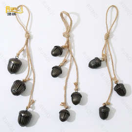 跨境直供Witches Bells 松果铃铛串麻绳壁挂金属铃铛圣诞复古装饰
