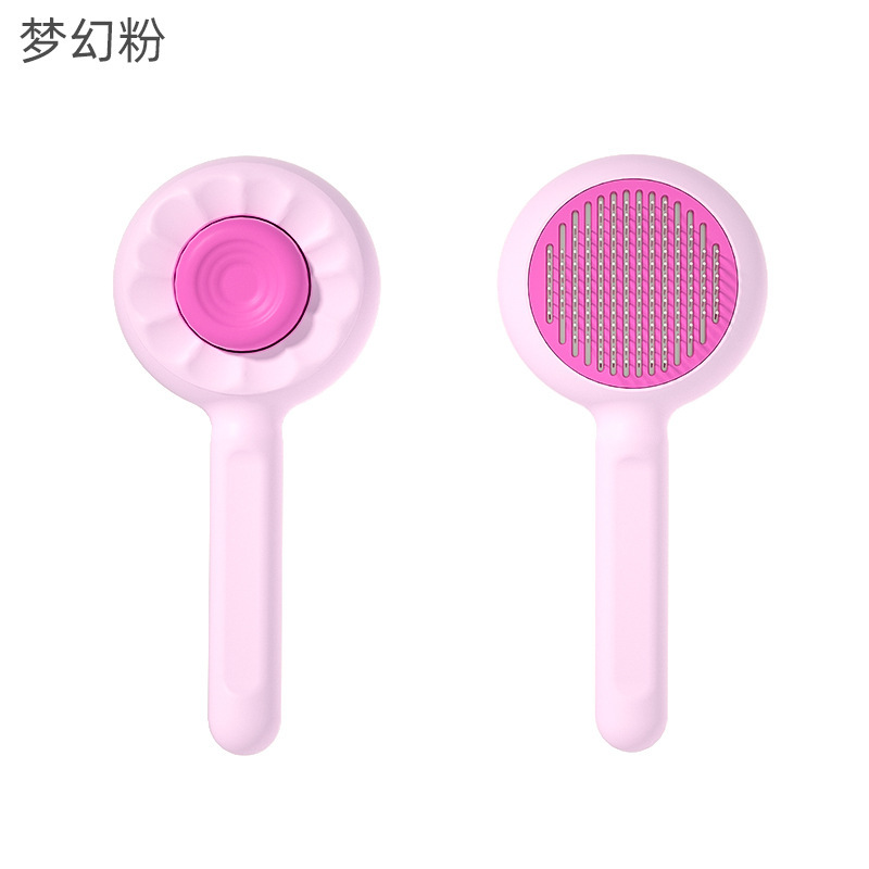 Peine para mascotas Peine para perros Peine para gatos Peine para eliminar el cabello flotante Peine para limpiar el cabello Masaje Peine para eliminar el cabello con un botón Productos para mascotas