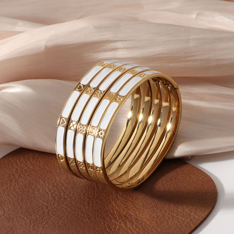 Cross-Border Hot-Selling Fashion Enamel Titanium Steel Bracelet New Oil Dripping Dopamine Color Stainless Steel Bracelet Jewelry Wholesale Cross-Border Hot-Selling Fashion Enamel Titanium Steel Bracelet New Oil Dripping Dopamine Color Stainless Steel Bracelet Jewelry Wholesale