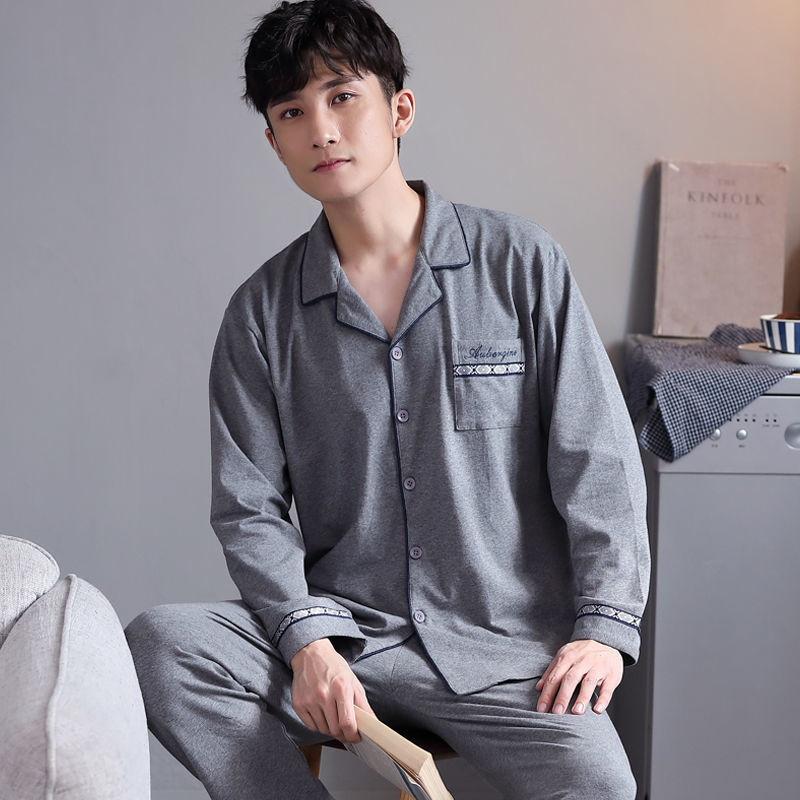 100% primavera y otoño pijamas hombres de algodón de manga larga más tamaño de los hombres casual traje de desgaste para el hogar