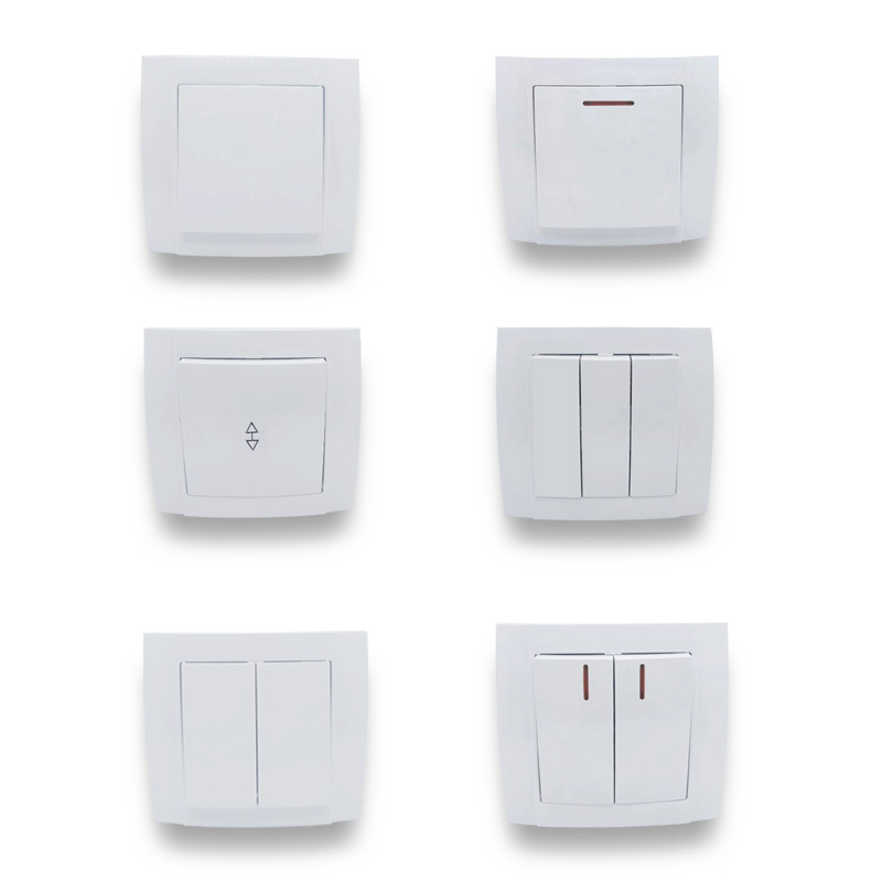 厂家直销现代家用白色简约墙壁插座开关面板