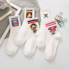 日系海賊系列襪子女 可愛卡通中筒襪 時尚運動襪情侶襪子