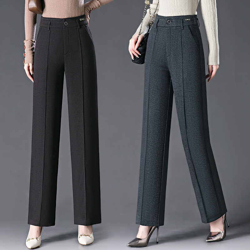 High-End Brand Wool Straight Suit Pants for Women 2025 Autumn and Winter High-Waist Draped Women's Pants Korean Style Woolen Casual Pants