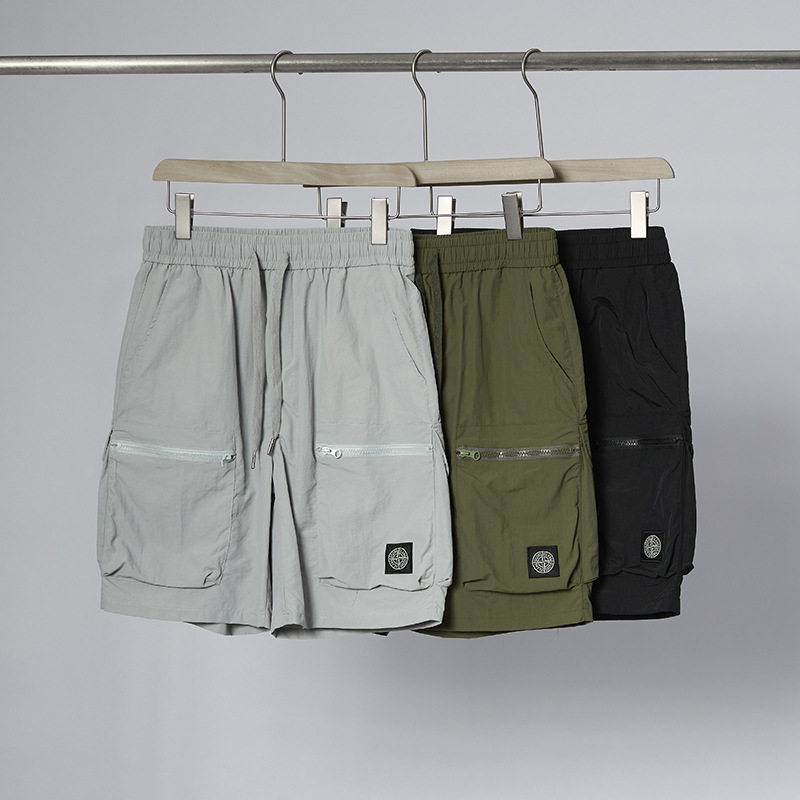New Cross-Border Stone Stone Work Shorts for Men and Women with Large Pockets and Badges, Versatile Quick-Dry Five-Point Shorts for Men