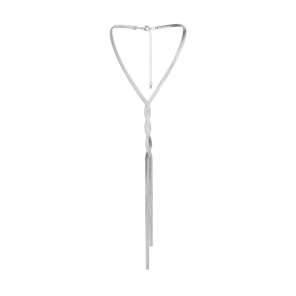 Collana girocollo lunga minimalista per donna Collana a spina di pesce Collare con nappa Catena in osso di serpente per collana a Y a strati Lariat per regali per donne e ragazze_voghion.com