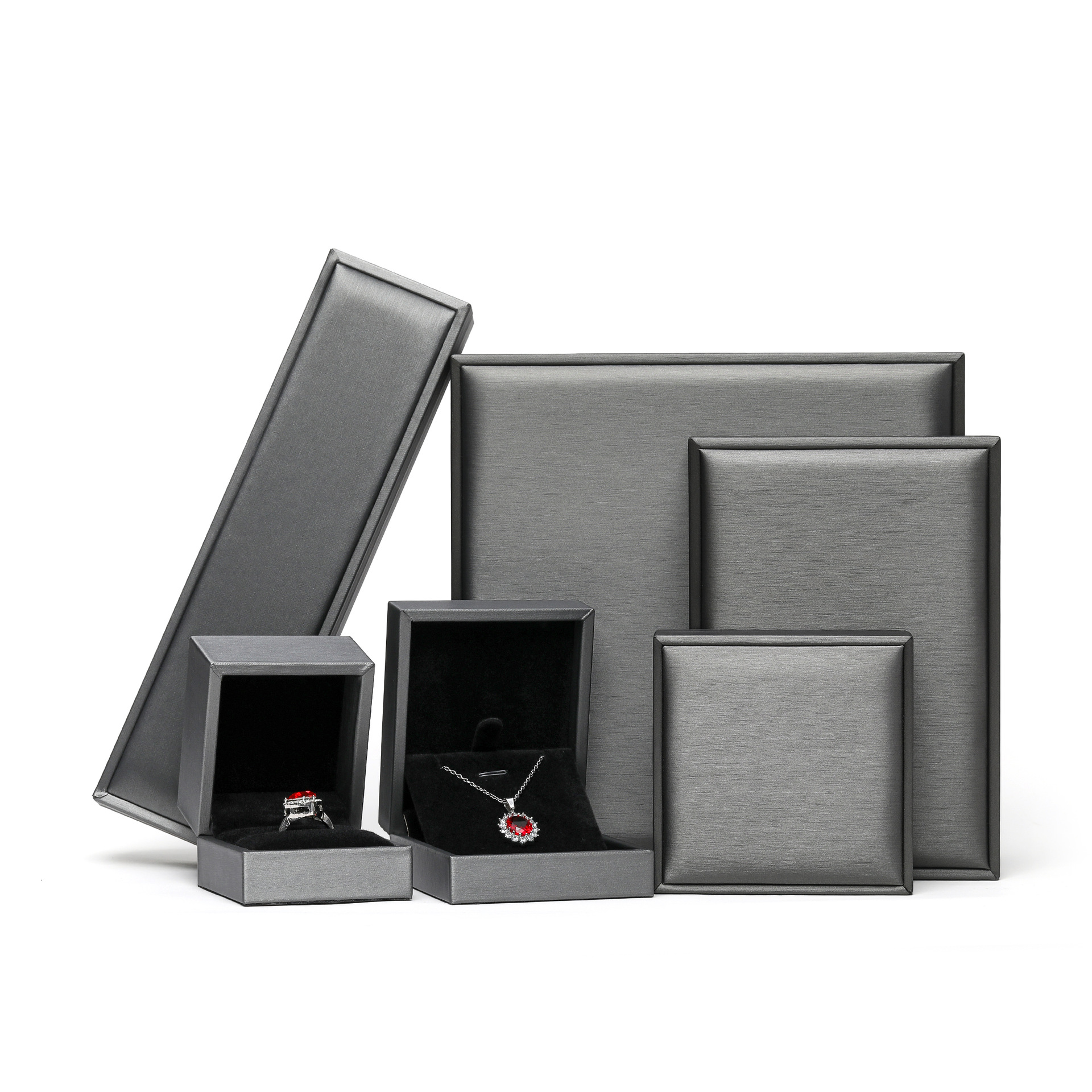 Caja de joyería de cuero PU cepillado de alta gama, caja de anillo, caja de regalo de pulsera, caja de embalaje de joyería de collar, joyero image 11