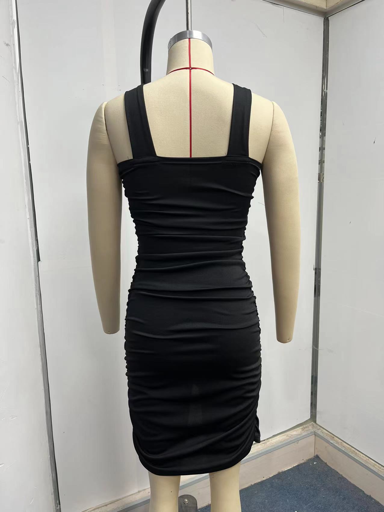 Women Clothing Sexy Dress Summer Sexy Cross Twist Strap Backless Pleated Hip Dress