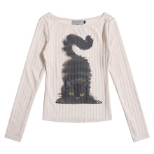 跨境YPRS男装潮牌店辣妹修身显瘦夏季长袖T恤平肩纯欲风网红打底