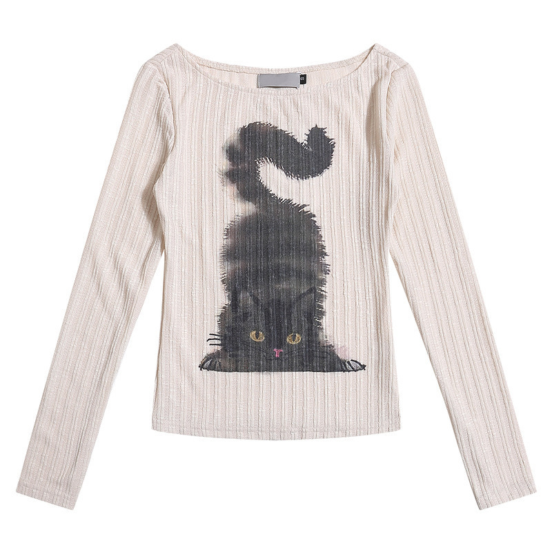 跨境YPRS男装潮牌店辣妹修身显瘦夏季长袖T恤平肩纯欲风网红打底