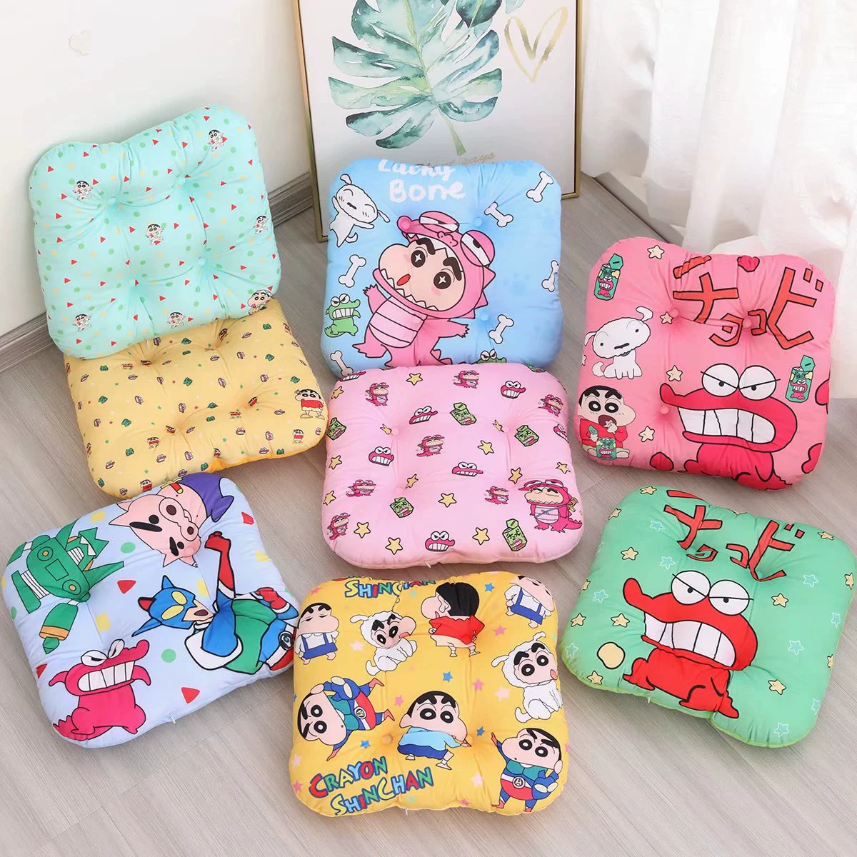 Cartoon pillow, sofa for bedroom, crayons, cloth