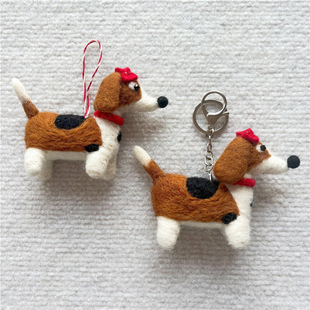Nepal Handmade Wool Felt Finished Necklace Bowknot Puppy Cute Pendant Keychain Bag Hanging
