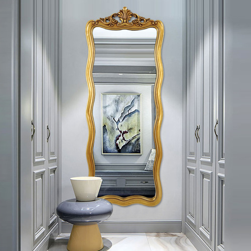 Full-Length Mirror French European Retro Clothing Store Wave Dressing Mirror Floor Standing Home Wall-Hanging Try-On Mirror
