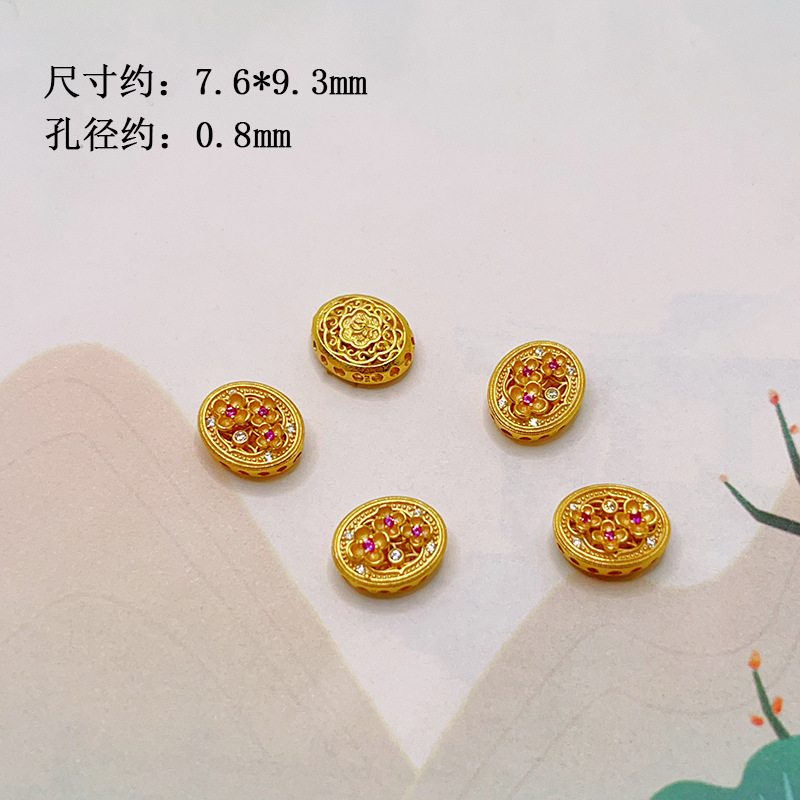 S925 silver, gold-plated, four-leaf clover, yellow Buddha of Wealth, bamboo joint spacer beads, barrel beads, accessories for bracelets, necklaces, and DIY jewelry making