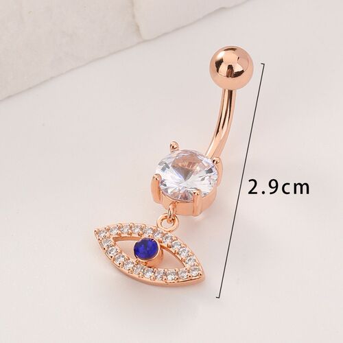 European and American fashionable personality non-mainstream hip-hop devil's eye copper micro-encrusted zircon anti-allergic belly button ring