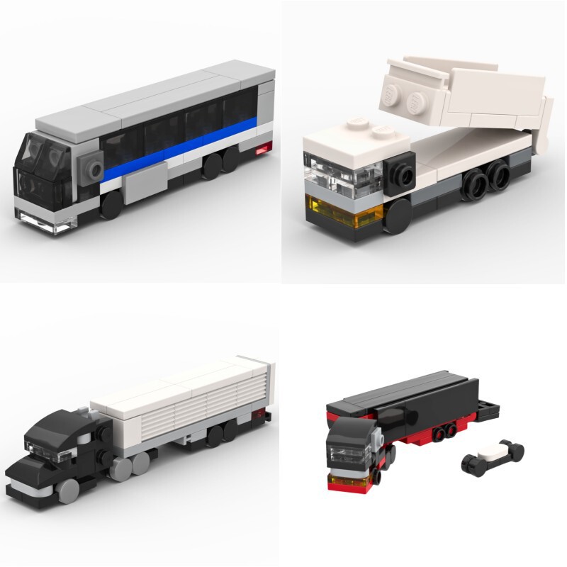 Moc car building blocks big bus truck truck mud truck racing truck assembly small particles