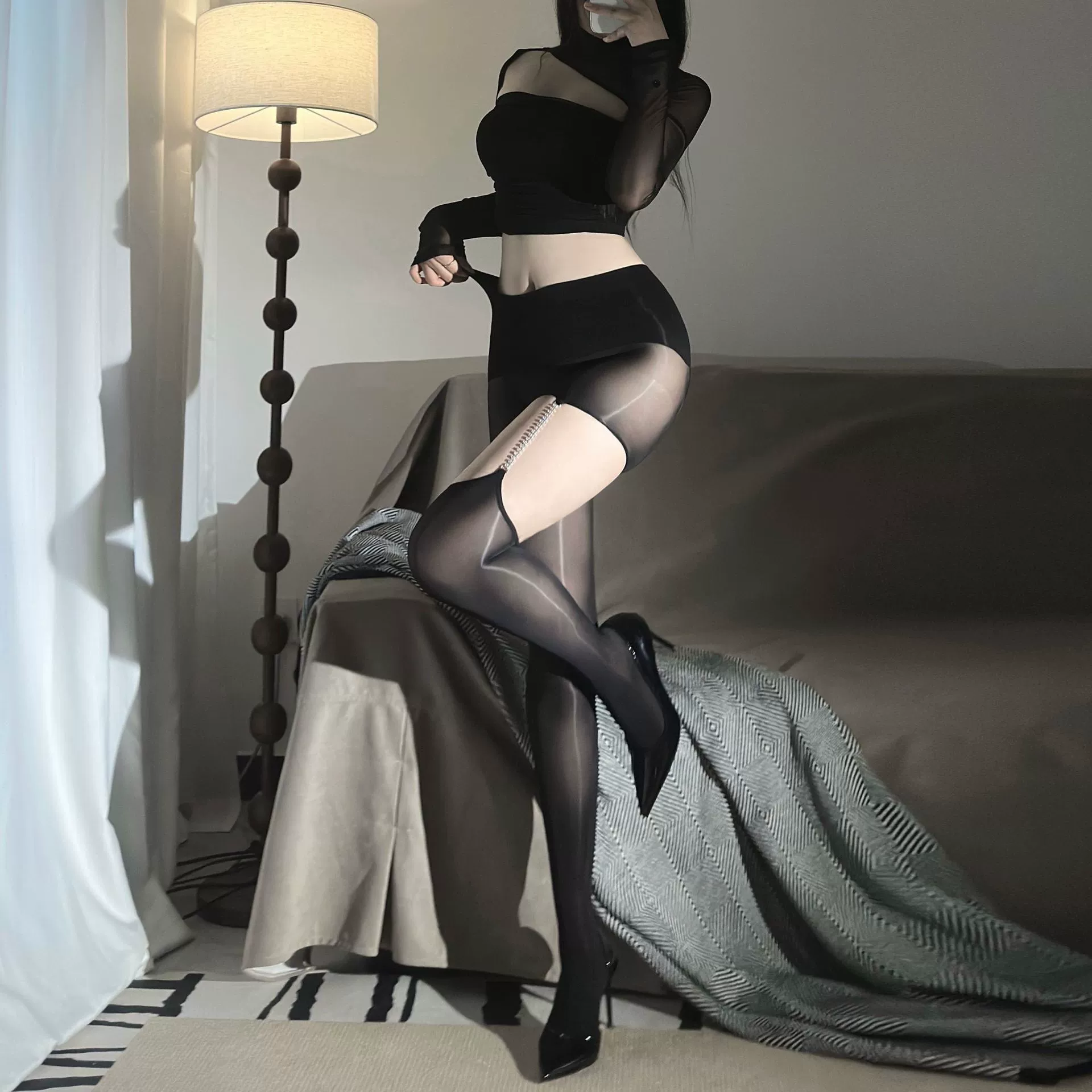 Ultra thin sexy black long tights