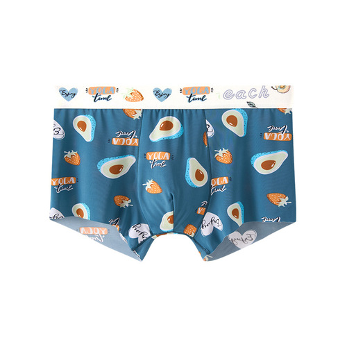 Men's Ice Silk Straight Leg Pajamas Summer Breathable Men's Four-Piece Underwear Cartoon Print Underwear Wholesale