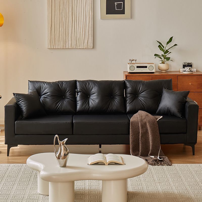 Sofá pequeño apartamento de alquiler casa oficina tienda de ropa doméstica doble triple sofá de cuero negro sala de estar